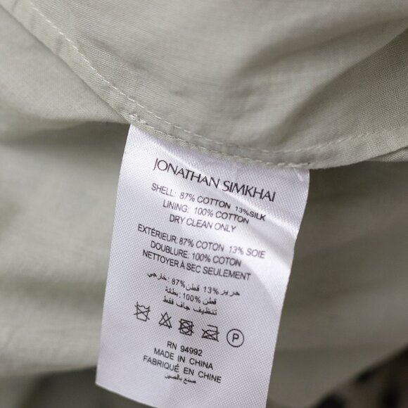 Jonathan Simkhai Paulina Sheer Windowpane Cotton & Silk Blouse Size XL - Picture 10 of 10